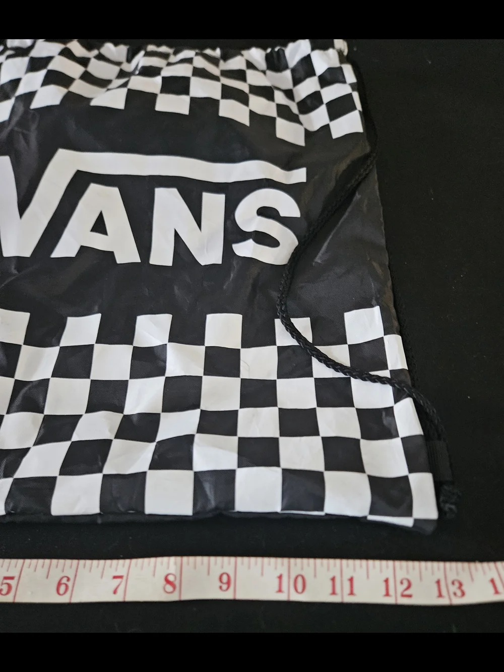 Vans Black & White Checkerboard Drawstring Backpack